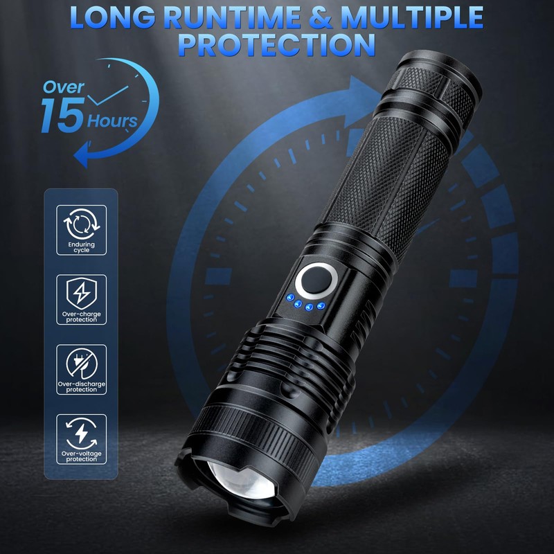 18FTRabbit Rechargeable LED Flashlights High Lumens, 99,000 Lumens Super Bright