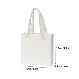 Nideen 10× 10× 3.5cm Jewellery Gift Box with Handle, Small Gift Box for Jewellery Necklace Bracelet Gift Box Small Paper Box for Gift Presents(beige)