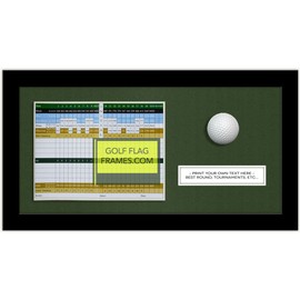 Hole in One 8x16 Black Scorecard,Text & Golf Ball Frame with Optional Engraved Plate; Moulding blk-004 Shadowbox, New Fairway Green Mat (Holds up to 6x8 Golf scorecard; Card & Ball not Included)