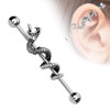 Pierced Owl 14GA 316L Stainless Steel Snake Wrapped Industrial Barbell