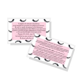 Spanish Lash Extension Aftercare Card | 50 Pack | 2 x 3.5” inch Business Card | Lash Artist Supplies, Aftercare Instructions for Lash Extension Clients | 3-4 Week Filler Design (3-4 Week Fillers)