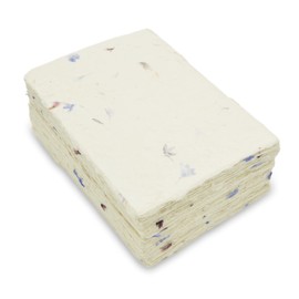 Handmade Lokta Card Stock 5x7 Inch Paper with Petal Flourish and Deckle Edge. Tree-free Lokta Paper for Vintage Stationery, Printing, and Decorative Invitations (100 Sheets, Cornflower)