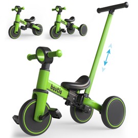 Bautia Kids Tricycle for Toddlers 1-3 with Push Handle, 5 in 1 Baby Balance Bike for 1-4 Years Old Boys Girls Gift with Removable Pedals (No Parent Steering Version)
