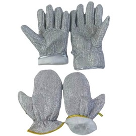 Yiyiring 2 Pairs Steel Wire Swim Pool and Spa Cleaning Mitt Spa Scrubbing Mitt Pool Cleaning Gloves for Stain and Dirt Remove, Silver