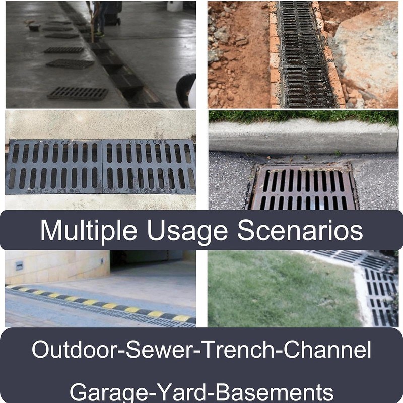 MASSLUNT Cast Iron Drain Grate and Frame 20x12 in, B-Class