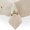 SARO LIFESTYLE Embroidered Christmas Tree Design Linen Blend Tablecloth, Natural,