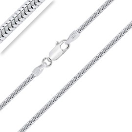 PLANETYS - Light Snake Chain 925 Sterling Silver Rhodium-Plated Chain - Necklace - 2 mm Wide Various Lengths: 40-45-50-55-60-65-70 cm, Sterling Silver