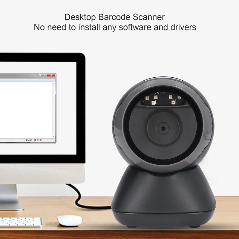Desktop Barcode Scanner USB Wired QR Code Scanner for Supermarket