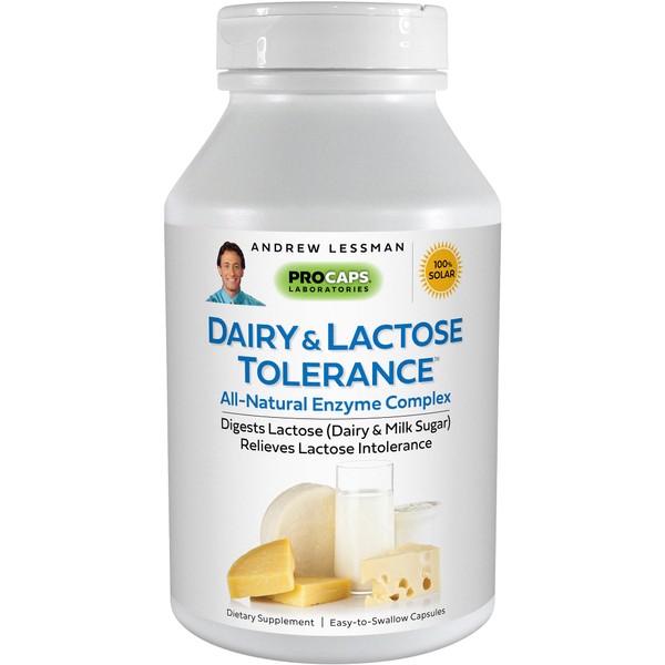 ANDREW LESSMAN Dairy & Lactose Tolerance 60 Capsules – Enhances Natural Digestion of Dairy and Lactose. Mild, Powerful, All-Natural Enzymes. Helps Avoid GI Discomforts Due to Digestion. No Additives
