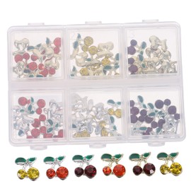 Healvian 60pcs Cherry Nail Rhinestones for Nail Art Supplies Crystals for Elegant and Fashionable Manicure Designs for Parties and Gatherings