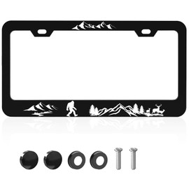 Black Forest Bigfoot License Plate Frame, Personalise Car Frames Universal Metal Cars Accessories Decor with 2 Holes and Screws Fit Vehicles Size 12.2 X 6 Inch