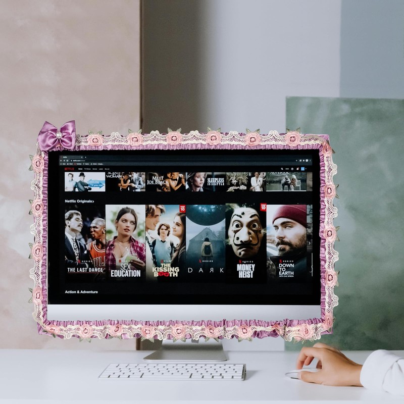 ReignSword 2 Pcs 23''-26'' Cute Computer Monitor Cover with Bow