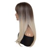GNIMEGIL 28 INCH Long Straight Hair Wig with Bangs Ombre