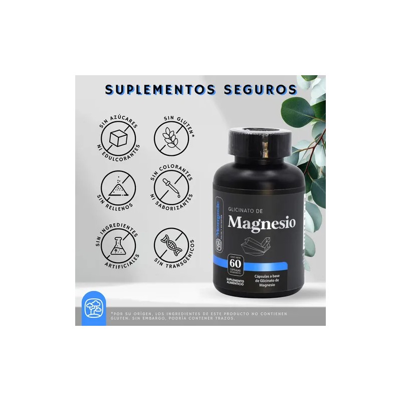 Glicinato Magnesio Momosie Cápsulas 500 Alta Absorción Biodisponibilidad Bienestar Relajación