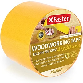 XFasten Double-Sided Woodworking Tape, 4-Inch by 30-Yards Yellow CNC Machine Tape for Woodworking | Removable Woodworker’s Tape | Industrial Strength Double-Sided Woodturner Crafter’s Tape