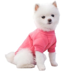 ANIAC Fall Dog Sweater for Small Dog Girl Boy Fleece XS Dog Shirt with Sleeves Warm Cat Sweater Autumn Puppy Sweatshirt Basic Dog Hoodies for Cats Small Dog 2-44 LB(Pink, X-Small)