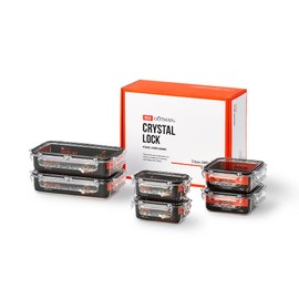 gotman Crystal Lock Airtight Food Storage Containers with Lids Set - Neo M | BPA-Free Microwave Safe Leak-Proof Stackable Flat Food Containers with Lids & Portion Containers (6 contancers + 6 Lids)