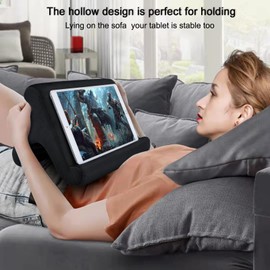 SAMHOUSING Tablet Pillow Stand - 3 Viewing Angles, Compatible with Tablets, Phones & iPad Pro 9.7, 10.5, 12.9 Air Mini 4, Kindle, E-Reader & Books (Black)