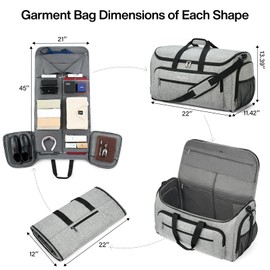 MILADA Garment Bag for Travel Suit Bag Travel Large Duffel Bag 2 in 1 Hanging Carry on Luggage Bag Foldable Travel Bag with Shoe Pouch for Men Women, Light Grey