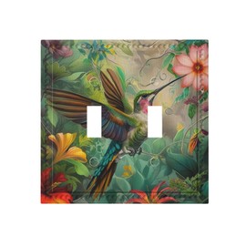 PPZCXWP Bird in Flowers Garden Light Switch Covers Double Toggle 2 Gang Wall Plate Dual Decorative Switchplate Electrical Faceplate for Farmhouse Living Room Decor