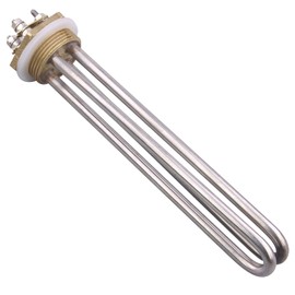 DERNORD 24 V 600 W DC Submersible Water Heater Element Stainless Steel with 1-1/4 Inch 42 mm Flange BSP Brass Thread Connection Double U Type