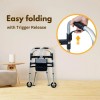 iLiving Easy Folding Rolling Walker with Shopping bag Basket and