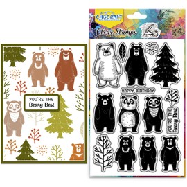 CHGCRAFT Bear Clear Stamp Tree Transparent Handicraft Stamps for DIY Scrapbooking Photo Album Decorative, 6.3x4.3inch