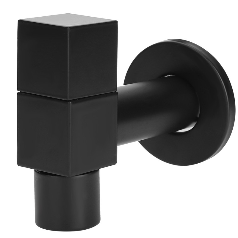 G1/2 Thread Black Copper Faucet Wall Mounted Single Cold Water