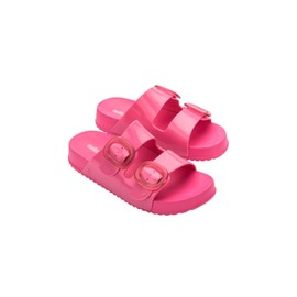 Melissa Cozy Jelly Slides for Women - Thick-Soled Slides with Adjustable Double Buckle Straps, Slip-on Vegan Jelly Shoes, Super Soft and Flexible Slides with Open Toe Design, Pink, 7