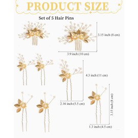 UYRVAPE 5pcs Gold Wedding Hair Comb Pearl Bridal Hair Accessories Rhinestone Bridal Comb Hair Clip for the Bride Bridesmaid