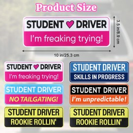 6Pcs Student Driver Magnet, Reflective New Driver Magnet for Car, Safety Attention Car Stickers Durable Removable Warning Decal for Accessories Bumper and Windows