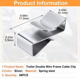 OIIKI 60PCS Trailer Frame Wire Clips, Stainless Steel Trailer Wiring Clips, Replacement Parts Accessories for Automotive Wires Management, Cable Organization for Boat Trailer, Fishing Boat