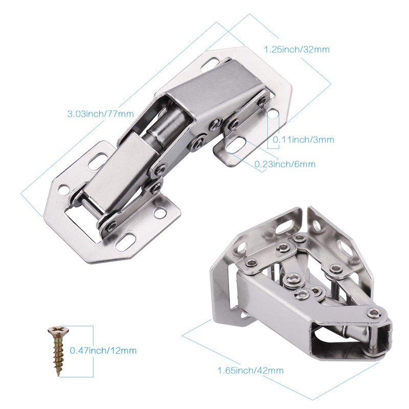 JIZZU 10Pcs Cabinet Hinges with Screws, Soft Close Hinges for