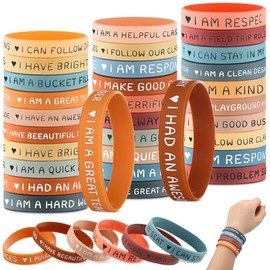 Lineshading 30 Pcs Motivational Quote Silicone Bracelets Bulk Inspirational Rubber Wristbands Stretch Silicone Bracelets Unisex Accessories for School Students Class (30 Designs)