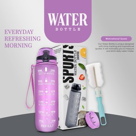 K-MART Sports Water Bottle, 1 Litre with Motivational Time Marking, Water Bottle, 1 Litre, Leak-Proof, BPA-Free, Non-Toxic, for Running, Cycling,