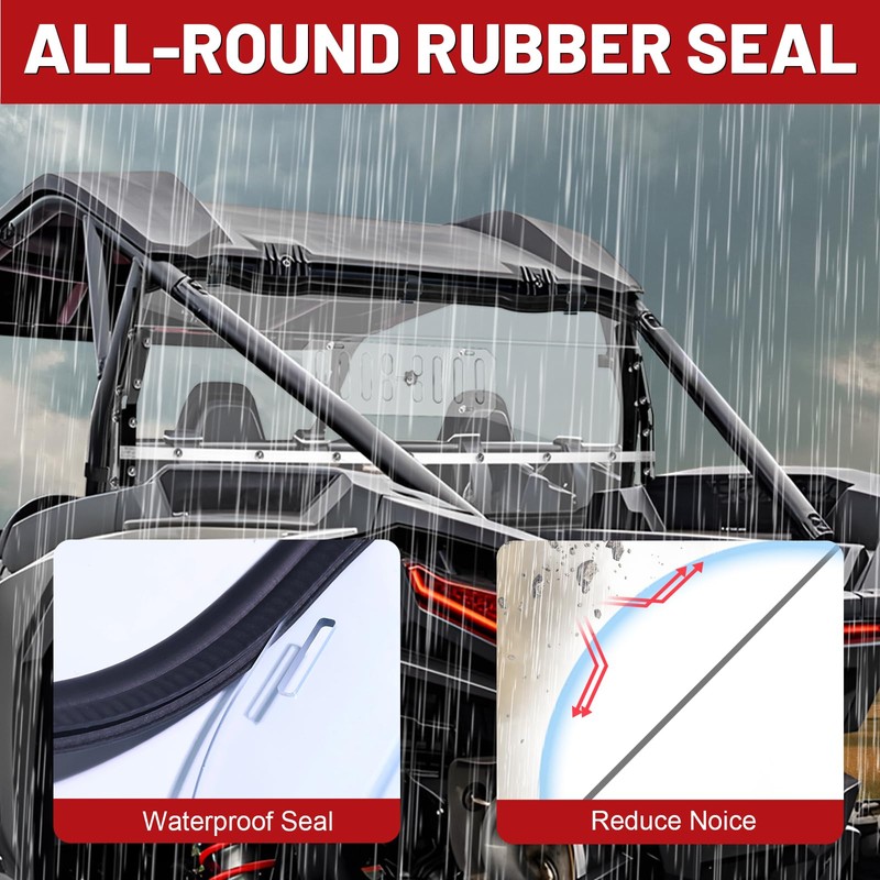 StarknightMT RZR Rear Windshield Vented Window Compatible with Polaris 2024+