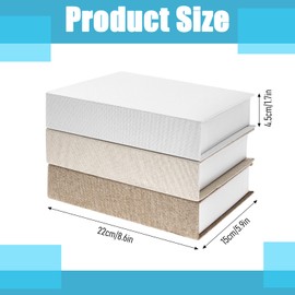 Kaxtde 3 PCS Decorative Fake Books, Faux Book Box Set, Modern Linen Faux Book, Hardcover Stacked Fake Book Storage Box for Home Office Coffee Table Bookshelf Decor DIY Crafts