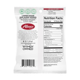 Albanese World's Best Lower Sugar, Gluten Free Mini Gummi Worms, 1.76oz Bag