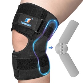 Knee Brace with Side Stabilizers for Knee Pain Meniscal Tear ACL MCL Arthritis Hyperextension Injury Recovery, Adjustable Plus Size Knee Brace for Men and Women Strong Stability Knee Support