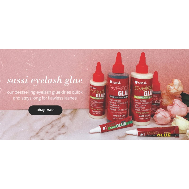 Sassi Eyelash Glue Clear 2oz | Quick-Drying, Natural Extract Formula,