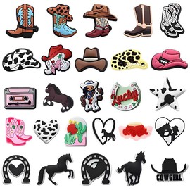 Shoe Charms for Girls Women, Fashion Shoes Charms Decoration for Teens Kids Adults, Cute Shoe Accessories Party Favor Birthday GIft (Cowgirl Shoe Charms)