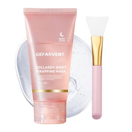 Gefarvent Collagen Night Wrapping Mask Facial Peel Off Collagen Face Mask Elasticity Hydration Care Reduces Sagging Dullness 2.53 fl.oz (Brush Included)