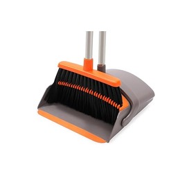 POWERJET Upright Broom & Dustpan Set (420900), Angled Lobby Broom, Exclusive Long Handle Extendable 52”, Self-Cleaning with Dustpan Teeth, Sweeping Indoor & Outdoor Home & Office Cleaning