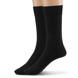 Silky Toes Lenzing™ Modal 2Pk Flat Men’s Dress Crew Socks, Super Soft Socks (13-15, Black (Flat Knit-2 Pairs))