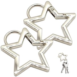 Star Carabiner Clip, 2PCS Star Keychain Metal Key Ring Heavy Duty Keychain Clip Polished Cute Carabiner for Craft Making Cute