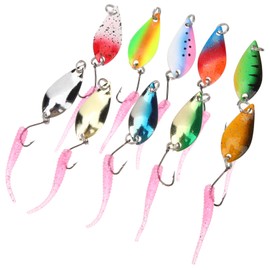 Outanaya 1set Portable Fishing Fake Lures Glitter Soft Baits and Spoon Lures for Freshwater and Fishing and Bite Resistant