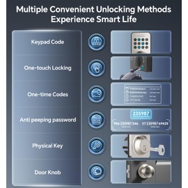 Ulecoce Keyless Entry Door Lock Deadbolt with Handle Set, Door Locks for Front Door, Keypad Door Lock with Handle, Smart Door Knob, Auto Lock, Code Door Lock with Installation Guide (Satin Nickel)