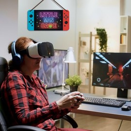 Fun-Plus Little Man Cave, Game Room Sign for Boys Room Gamer Room Wall Decor, Wall Art for Kids Bedroom Playroom Decorations