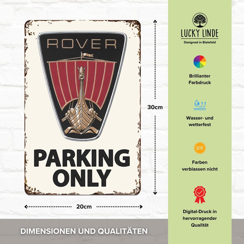 LUCKYLINDE Retro Tin Sign Suitable for Rover Oldtimer Fans and