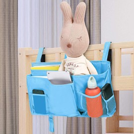 Createy Bedside Caddy Hanging Bed Organizer Storage Bag Pocket for Bunk and Hospital Beds, College Dorm Rooms Baby Bed Rails,Camp 4 Pockets and 2 Hooks